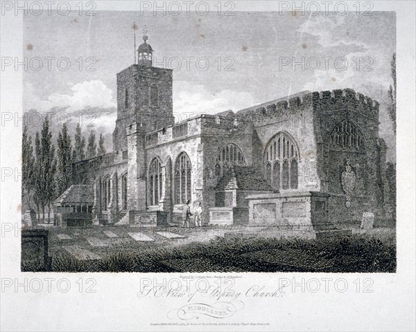 South-east view of the Church of St Dunstan, Stepney, London, 1804. Artist: James Sargant Storer