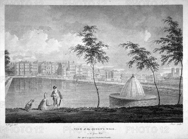 Queen's Walk in Green Park, Westminster, London, 1797. Artist: James Sargant Storer