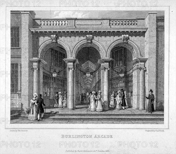 Burlington Arcade, Westminster, London, 1825. Artist: Charles Heath