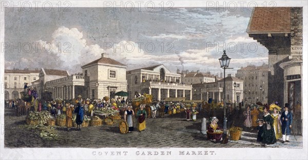 Covent Garden Market, Westminster, London, 1827. Artist: Frederick James Havell