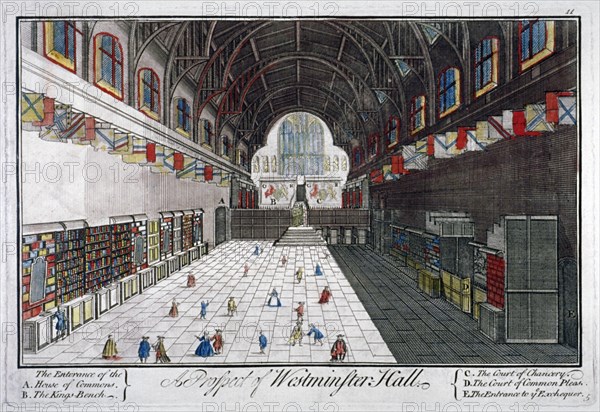 Interior view of Westminster Hall, London, c1750. Artist: Anon