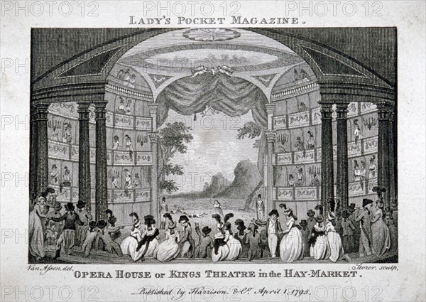 Interior view of the King's Theatre, Haymarket, London, 1795. Artist: James Sargant Storer