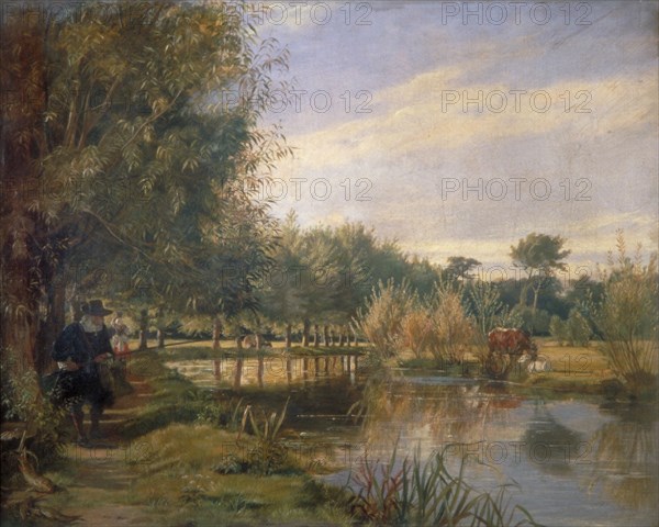 Izaak Walton fishing', 1850. Artist: EM Ward