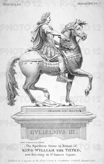 The equestrian statue of King William III in St James's Square, London, 1808. Artist: Samuel Rawle