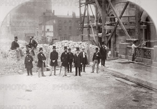 Group portrait of the Holborn Valley Improvements Committee on Holborn Viaduct' London, 1869. Artist: Henry Dixon