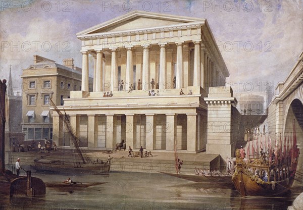 Proposed view of Fishmongers' Hall near London Bridge, City of London, c1830. Artist: Frederick Nash