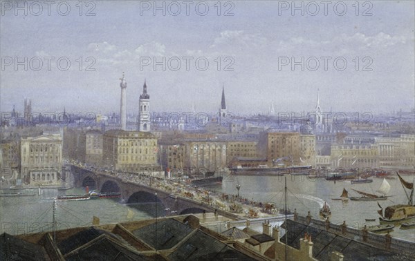 London Bridge and the City of London, 1892. Artist: John Crowther