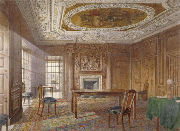 Interior view of the Oak Room, New River Head, Finsbury, London, 1886. Artist: John Crowther