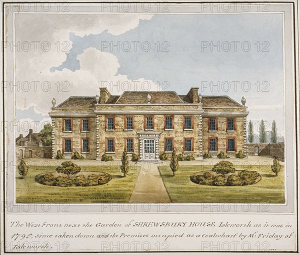 The west front of Shrewsbury House, Isleworth, Middlesex, c1800. Artist: Anon