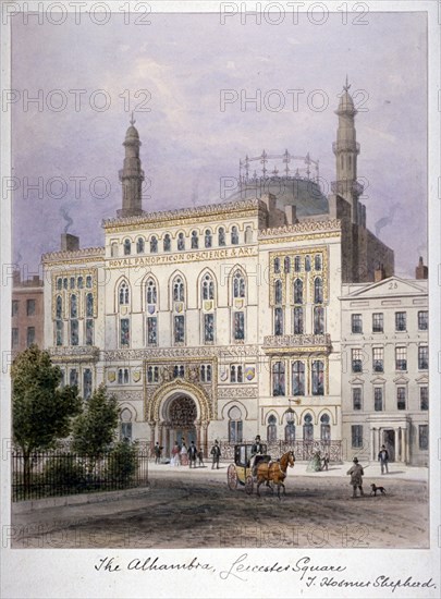 The Alhambra, Leicester Square, Westminster, London, c1858. Artist: Thomas Hosmer Shepherd