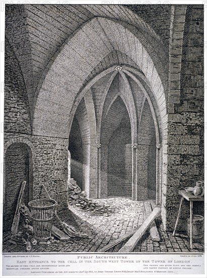 East entrance to the cell in the south-west tower of the Tower of London, 1802. Artist: John Thomas Smith