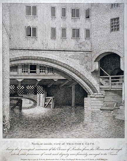 North view of Traitor's Gate, Tower of London, 1798. Artist: Anon