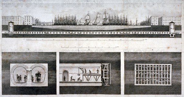 Thames Tunnel, London, 1827. Artist: T Blood