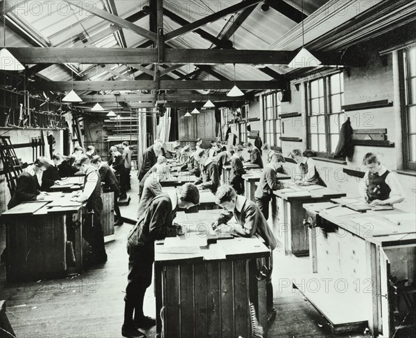 Handicraft lesson, Hackney Downs School, London, 1911. Artist: Unknown.