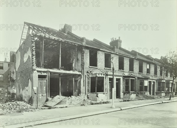 Bombed houses, Trigo Road, Poplar, London, WWII, 1943. Artist: Unknown.