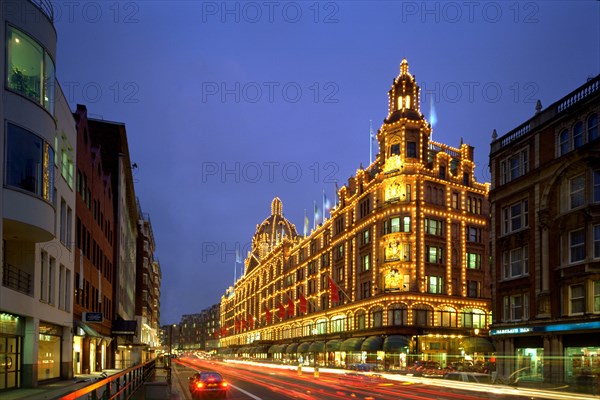 Harrods Department Store at night, Brompton Road, Knightsbridge, London, 2005