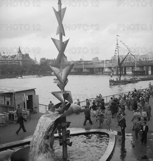 Water Mobile', sculpture by Richard Huws, Festival of Britain, South Bank, Lambeth, London, 1951