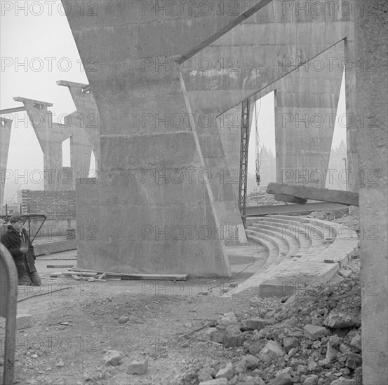 Dome of Discovery under construction, Festival of Britain, South Bank, Lambeth, London, c1950