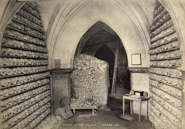 Crypt, St Leonard's Church, Hythe, Kent, c1900