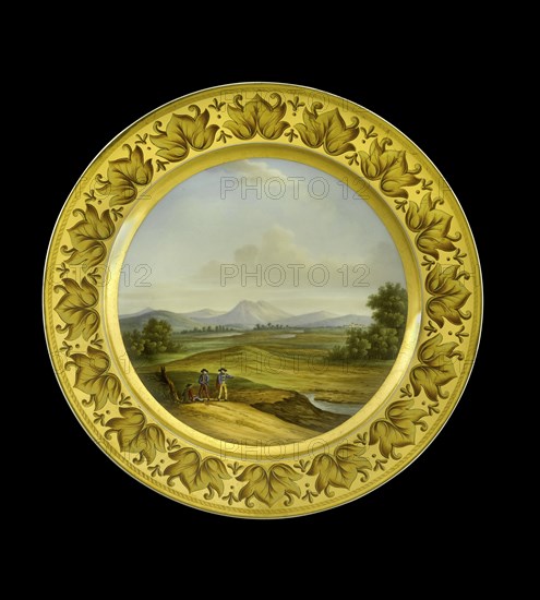 Dessert plate depicting the Battlefield of Talavera, Spain, 1810s