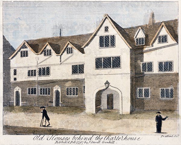 Houses behind the Charterhouse Hospital, London, 1797