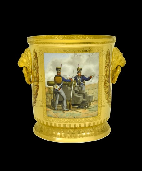 Wine cooler depicting British foot artillery, 1817-1819