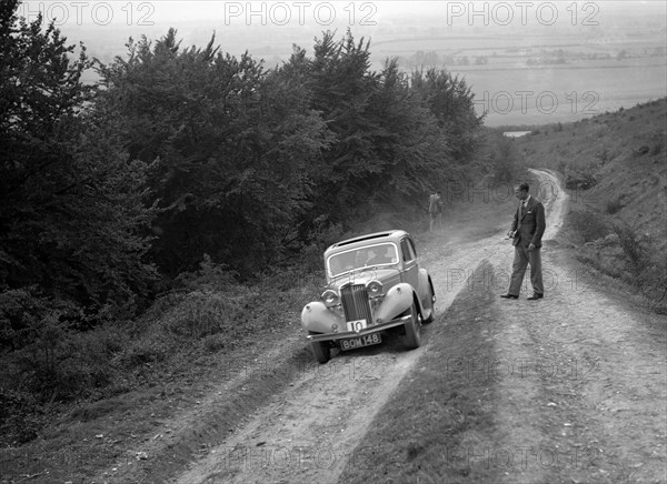 1936 Talbot 10 1185 cc competing in a Talbot CC trial. Artist: Bill Brunell.