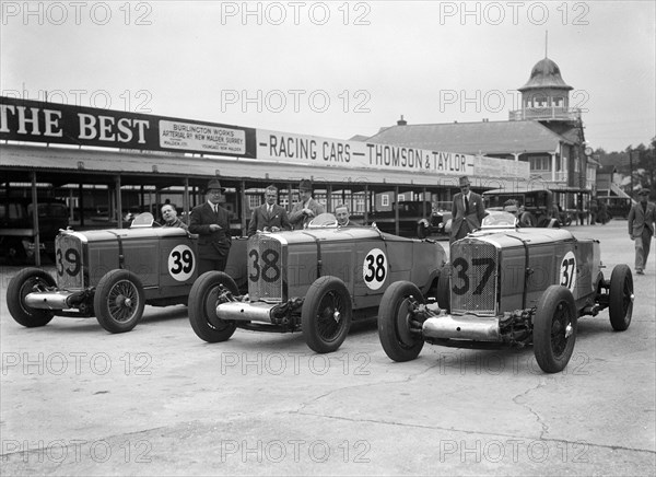 Talbot 105s of John Cobb and Tim Rose-Richards at the BRDC 500 Mile Race, Brooklands, 1931. Artist: Bill Brunell.