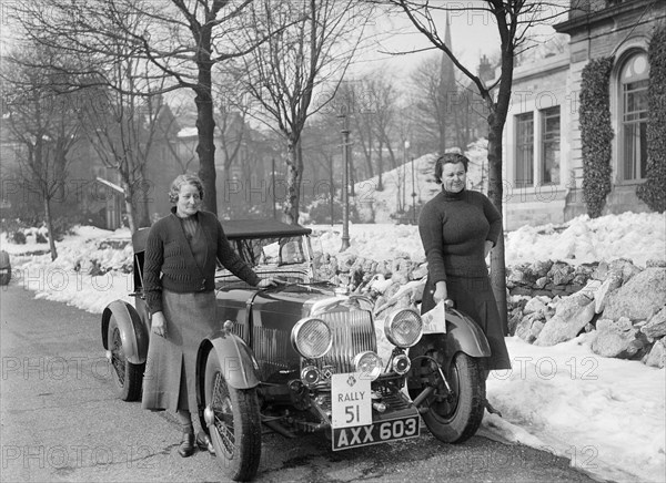 Aston Martin of Miss DL Bean, RAC Rally, 9-13 March 1937. Artist: Bill Brunell.