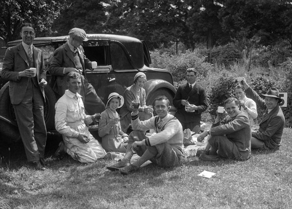 Enjoying a picnic at the MAC Shelsley Walsh Speed Hill Climb, Worcestershire. Artist: Bill Brunell.