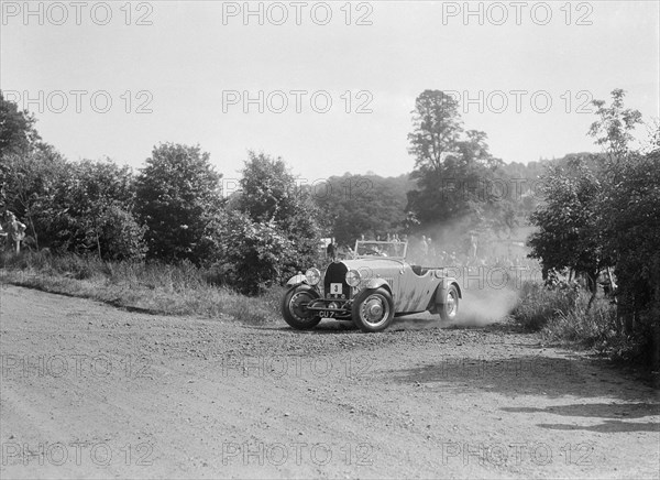 Bugatti Type 49, Bugatti Owners Club Hill Climb, Chalfont St Peter, Buckinghamshire, 1935. Artist: Bill Brunell.