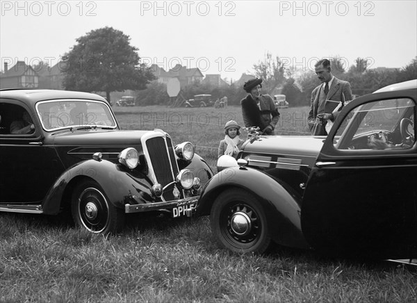 Two Standard Flying Twelves at the Standard Car Owners Club Gymkhana, 8 May 1938. Artist: Bill Brunell.