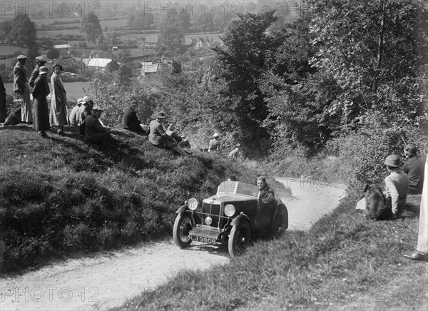 1931 MG M type taking part in a West Hants Light Car Club Trial, 1930s. Artist: Bill Brunell.