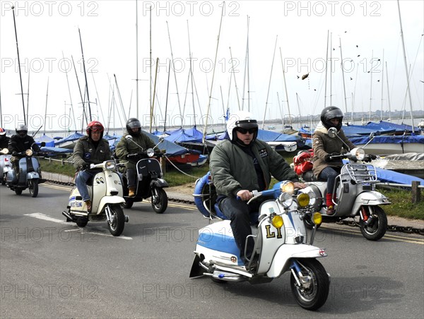 Group of Mods on their Scooters at Mudeford 2008. Artist: Unknown.