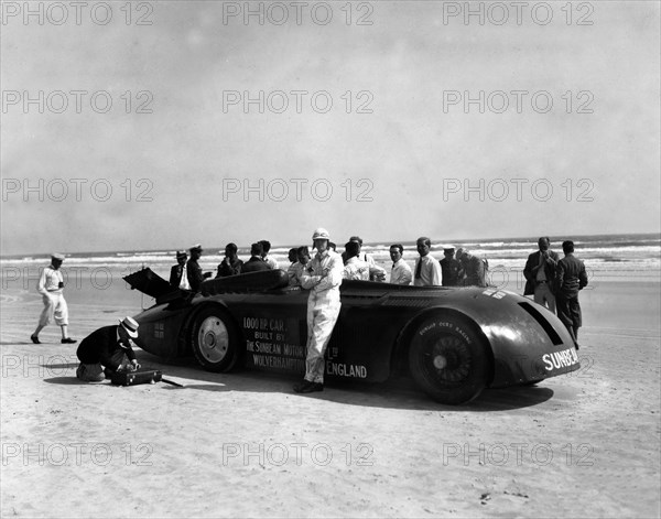 Sunbeam 1000hp World Land speed record attempt at Daytona 1927 Artist: Unknown.