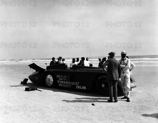 Sunbeam 1000hp World Land speed record attempt at Daytona 1927 Artist: Unknown.