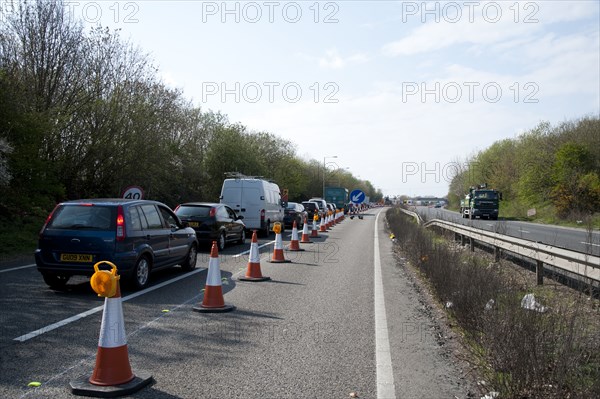 Traffic Jam on A27 roadworks in Sussex near Arundel