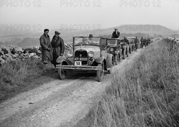 Ford Model A of JB Thompson competing in the MCC Sporting Trial, 1930. Artist: Bill Brunell.