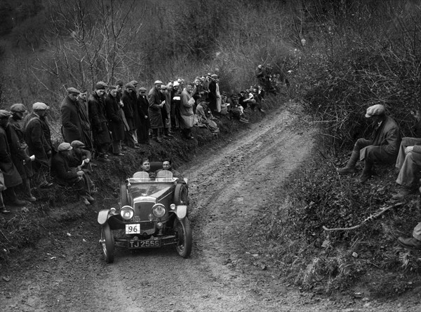 Blackburne-engined Frazer-Nash TT replica of J Tweedale competing in the MCC Lands End Trial, 1935. Artist: Bill Brunell.