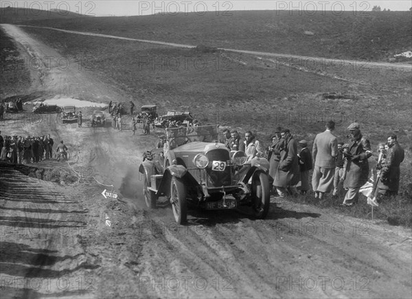 Vauxhall 30/98 competing in a motoring trial, Bagshot Heath, Surrey, 1930s. Artist: Bill Brunell.