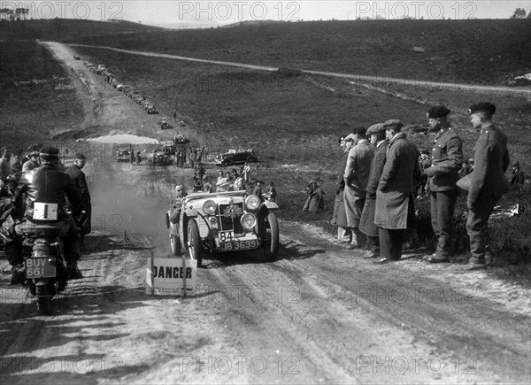 1934 MG PA competing in a motoring trial, Bagshot Heath, Surrey, 1930s. Artist: Bill Brunell.