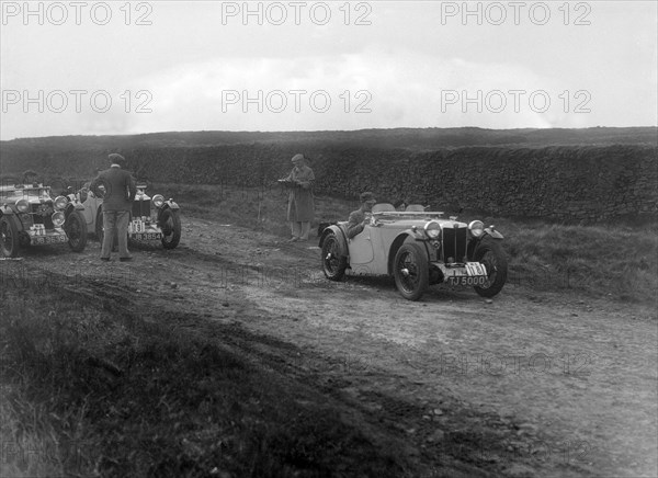 Cream Cracker Team MG PAs of Maurice Toulmin and Jack Bastock, Sunbac Inter-Club Team Trial, 1935. Artist: Bill Brunell.