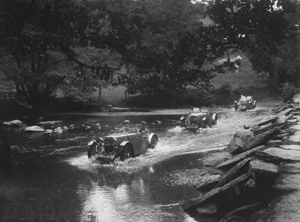 MG J2s of Kennneth and Doreen Evans, Mid Surrey AC Barnstaple Trial, Tarr Steps, Exmoor, 1934. Artist: Bill Brunell.