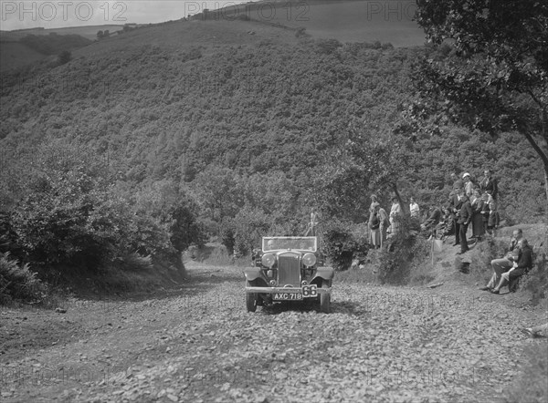 British Salmson competing in the Mid Surrey AC Barnstaple Trial, Beggars Roost, Devon, 1934. Artist: Bill Brunell.