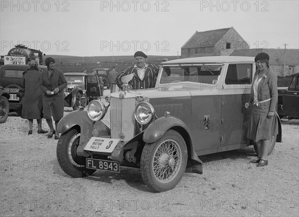 MG 18/80 saloon of Mrs R Gough at the B&HMC Brighton Motor Rally, 1930. Artist: Bill Brunell.