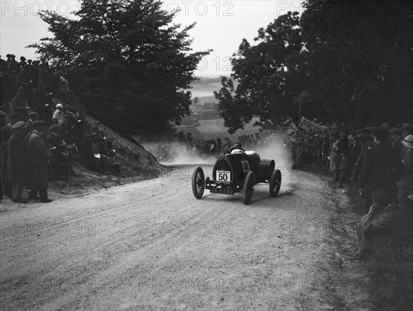 Bugatti Brescia competing in a JCC hillclimb, South Harting, Sussex, 1922. Artist: Bill Brunell.