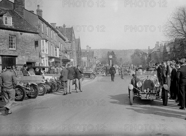 Bugattis at a Bugatti Owners Club meeting, Broadway, Worcestershire, 1937. Artist: Bill Brunell.