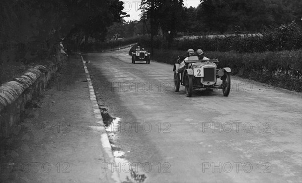 Austin Ulsters of SV Holbrook and Archie Frazer-Nash, RAC TT Race, Ards Circuit, Belfast, 1929 Artist: Bill Brunell.