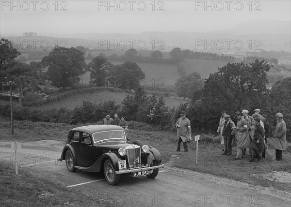 MG VA of RK Wellsteed competing in the South Wales Auto Club Welsh Rally, 1937 Artist: Bill Brunell.