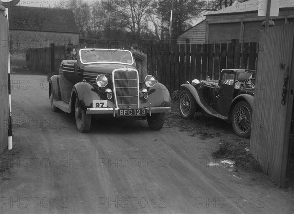 Ford V8 drophead and MG PA at a motoring trial, 1930s. Artist: Bill Brunell.